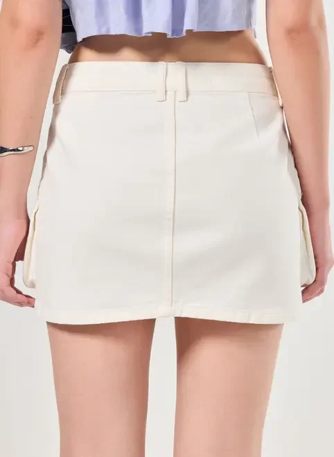 Saia De Sarja Cargo Cintura Média