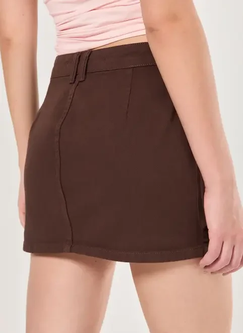 Saia De Sarja Cargo Cintura Média