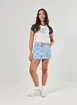 Short Saia Jeans Sobreposição De Bolsos