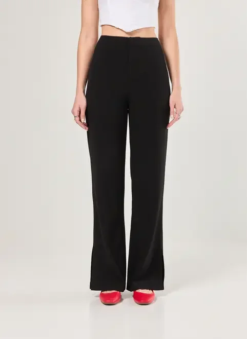 Calça Alfaiataria Reta Com Fenda