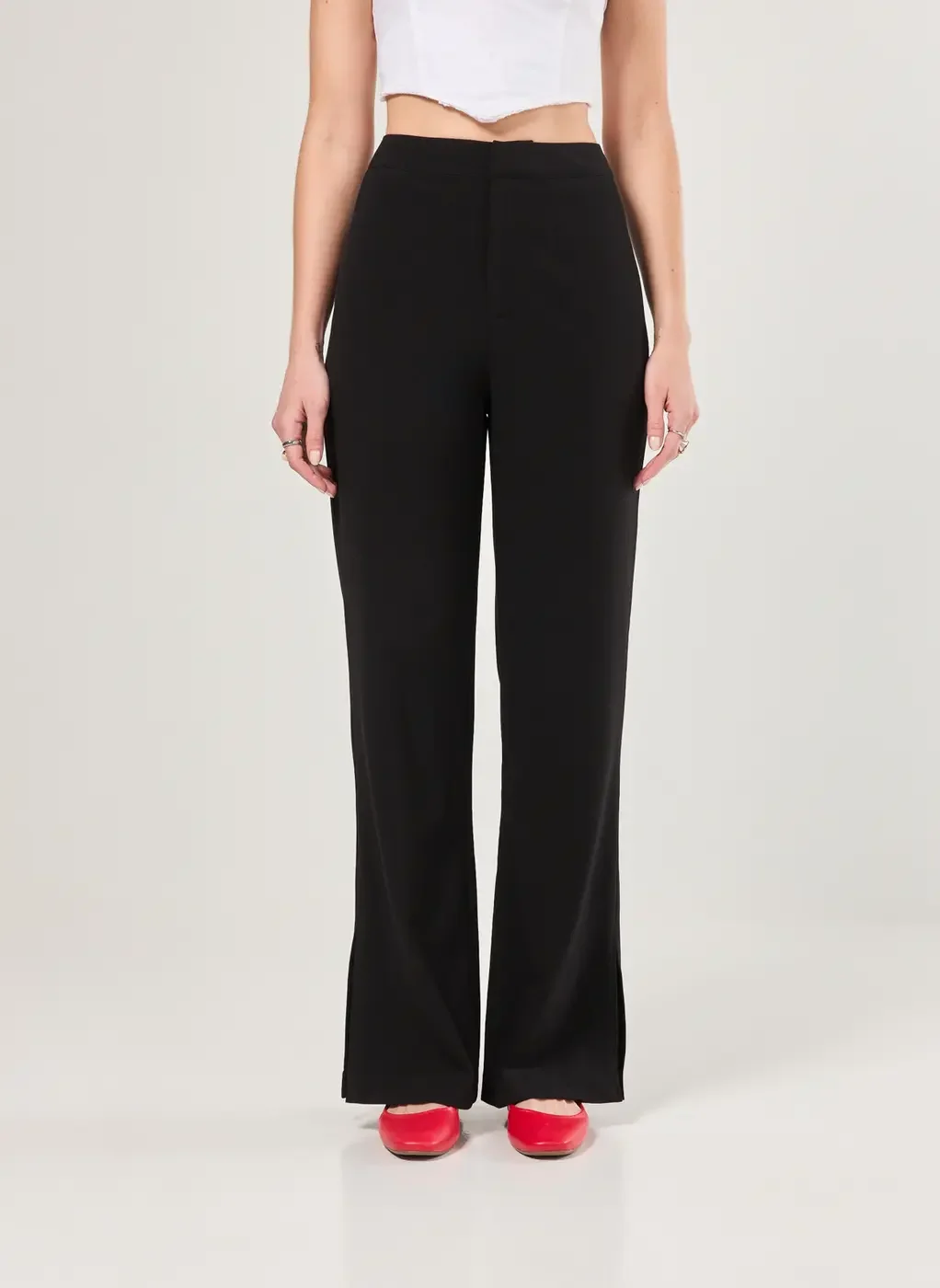 Calça Alfaiataria Reta Com Fenda