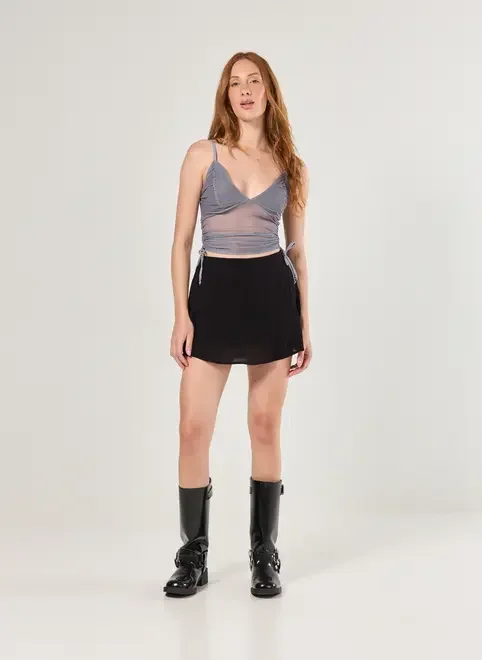 Saia Curta Preta Babado