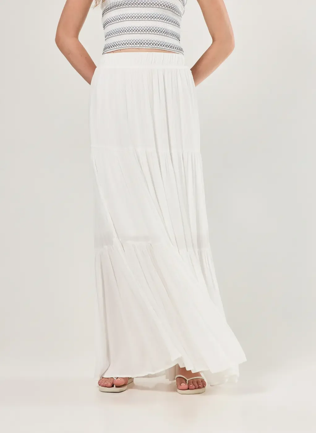 Saia Longa Off-White Babados