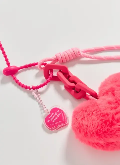 Chaveiro Rosa Pompom Coração