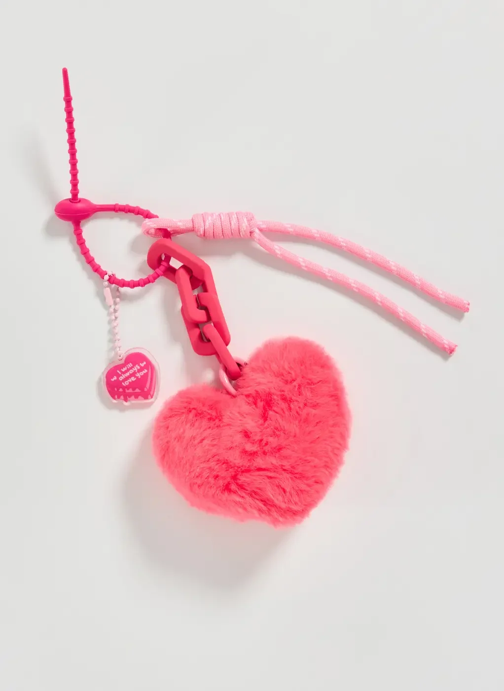 Chaveiro Rosa Pompom Coração