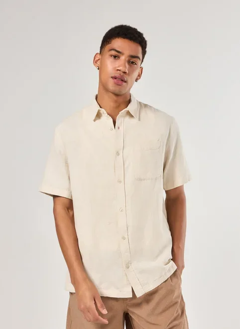 Camisa Areia Bolso Frontal