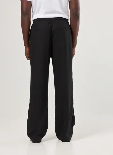 Calça Reta Preta Com Linho