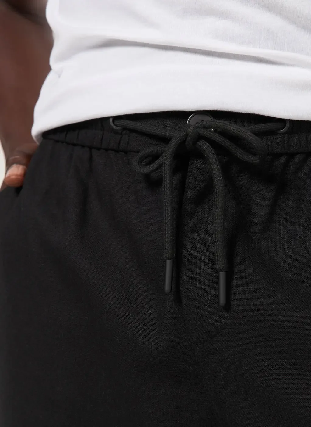 Calça Reta Preta Com Linho