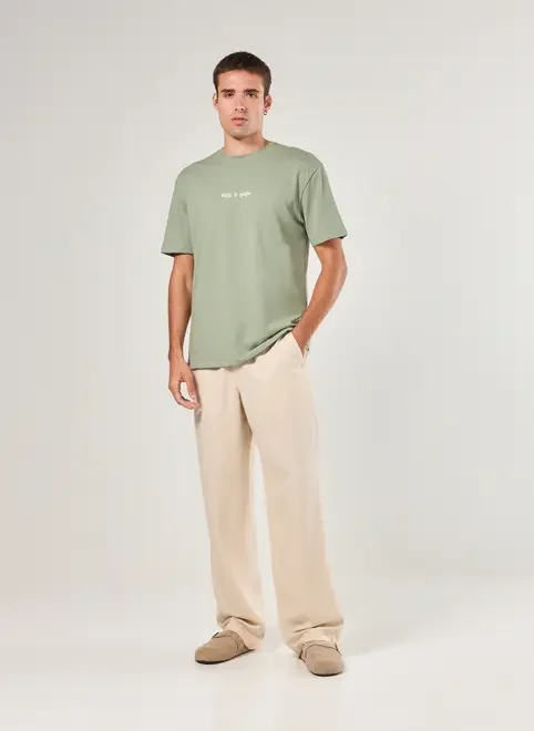 Calça Reta Com Linho