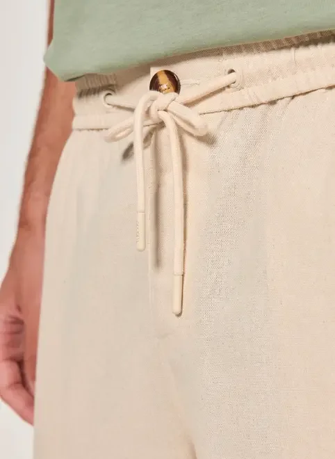 Calça Reta Com Linho