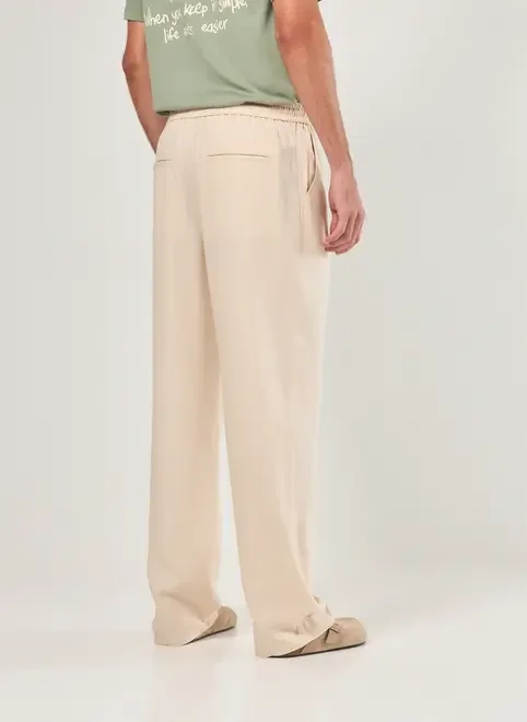 Calça Reta Com Linho