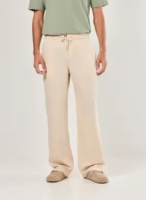 Calça Reta Com Linho