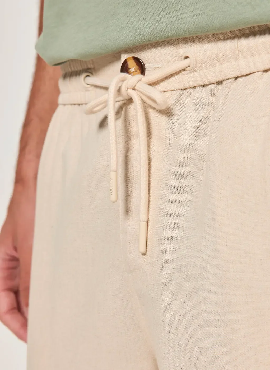 Calça Reta Com Linho