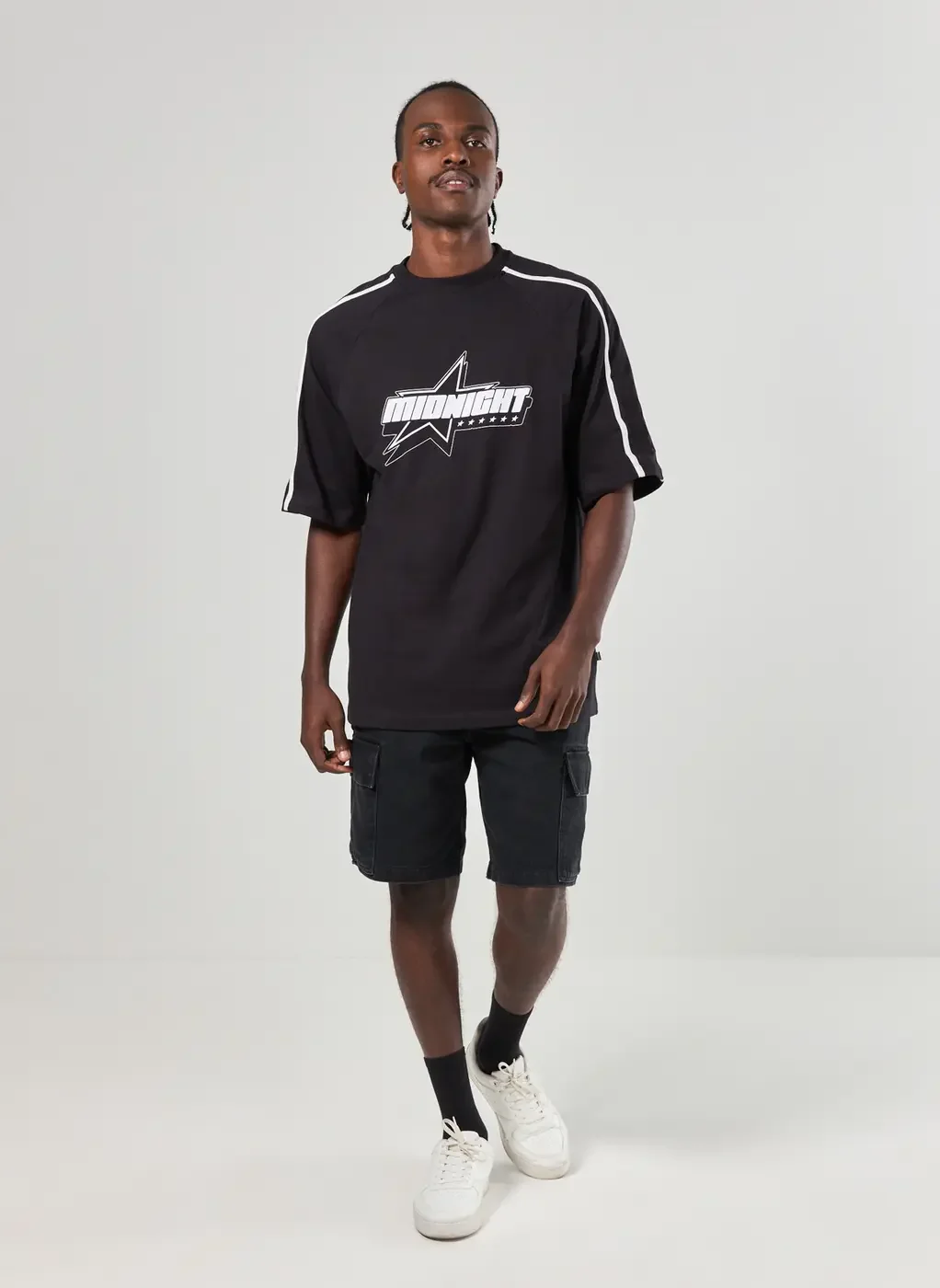 Bermuda Jeans Preto Bolsos Cargo