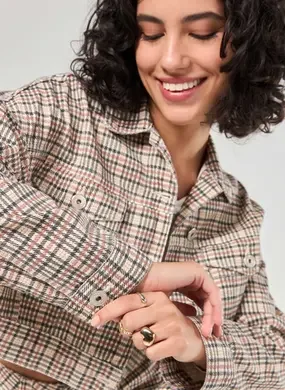 Jaqueta Cropped Sarja Xadrez