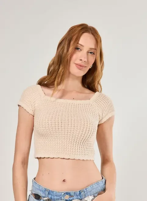 Cropped Tricô Ombro A Ombro