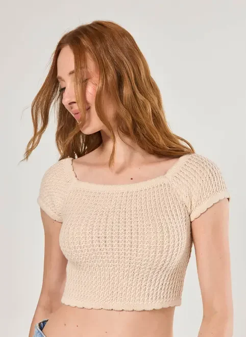 Cropped Tricô Ombro A Ombro