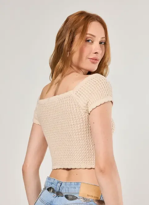 Cropped Tricô Ombro A Ombro