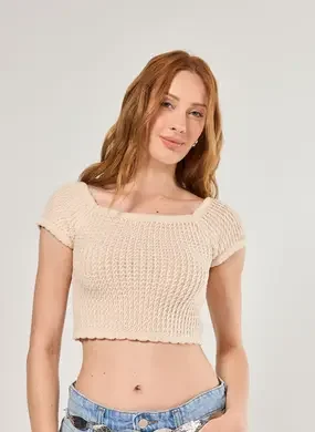Cropped Tricô Ombro A Ombro