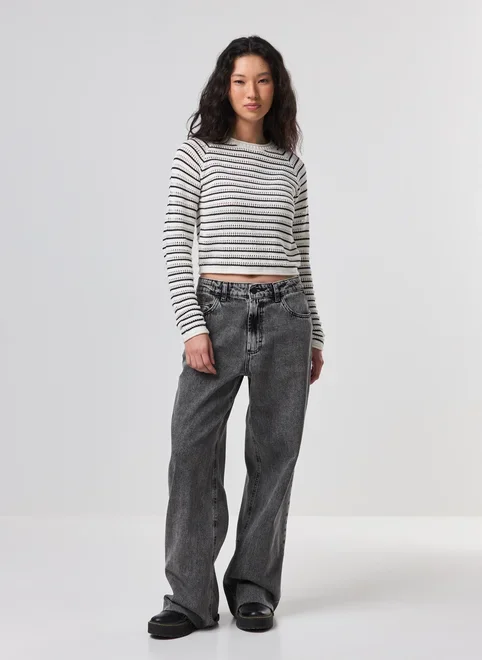 Blusa Manga Longa Tricô Listras