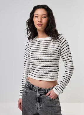 Blusa Manga Longa Tricô Listras