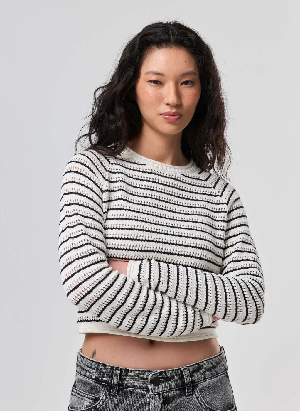 Blusa Manga Longa Tricô Listras