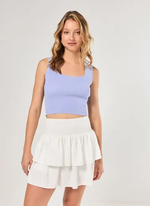 Blusa Em Malha De Tricô  Alça Larga