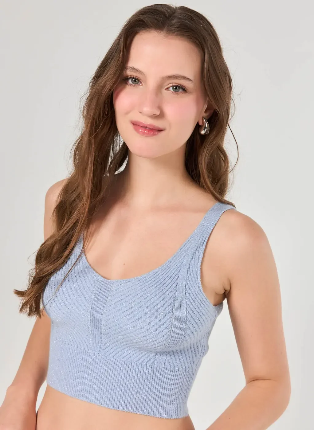 Regata Tricô Fios Metalizados