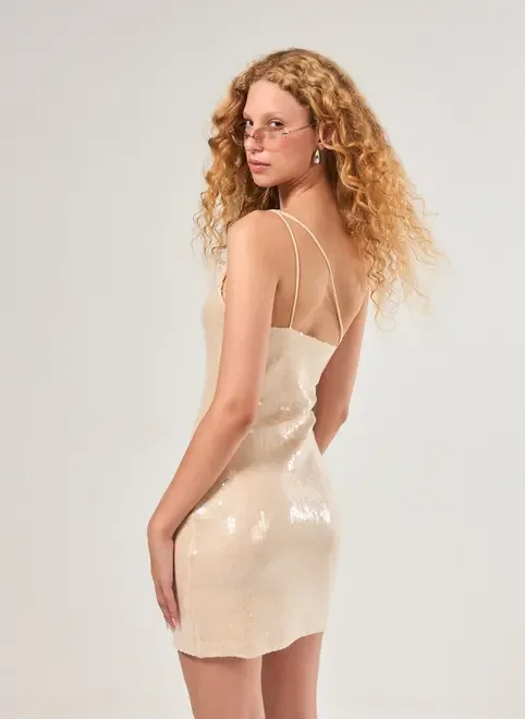 Vestido Curto Ombro Único Paetê