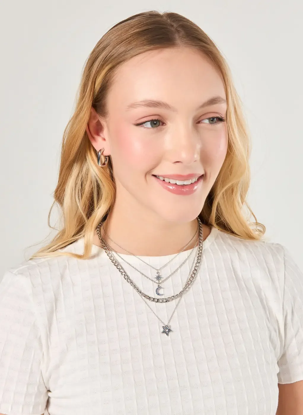 Conjunto 4 Colares Prateados Místicos Azuis