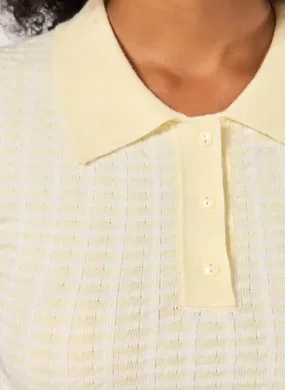 Cropped Polo Em Tricô Estampado