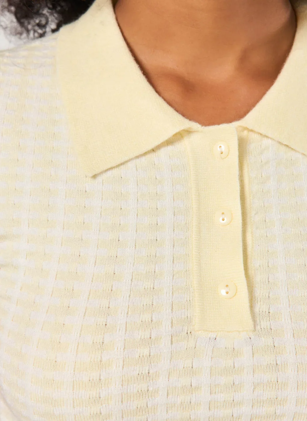 Cropped Polo Em Tricô Estampado