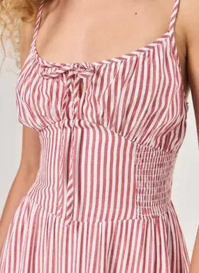 Vestido Curto Listras Vermelhas E Brancas