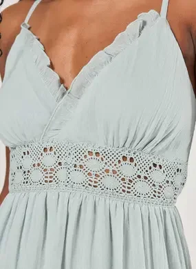 Vestido Curto Babados Verde Menta