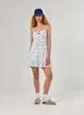 Vestido Curto Off-White Flores Azuis