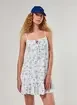 Vestido Curto Off-White Flores Azuis