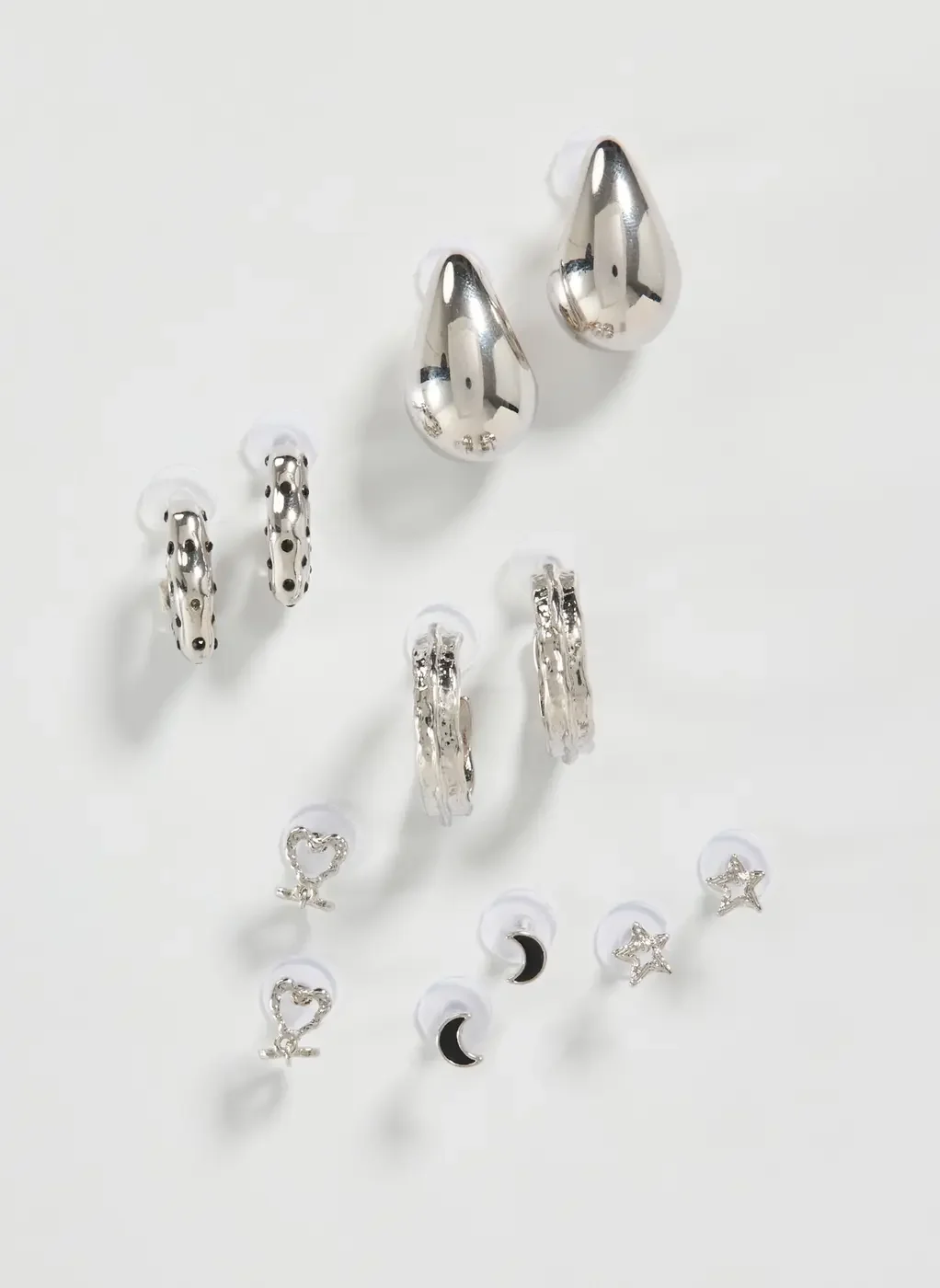 Conjunto Com 6 Brincos Prateados