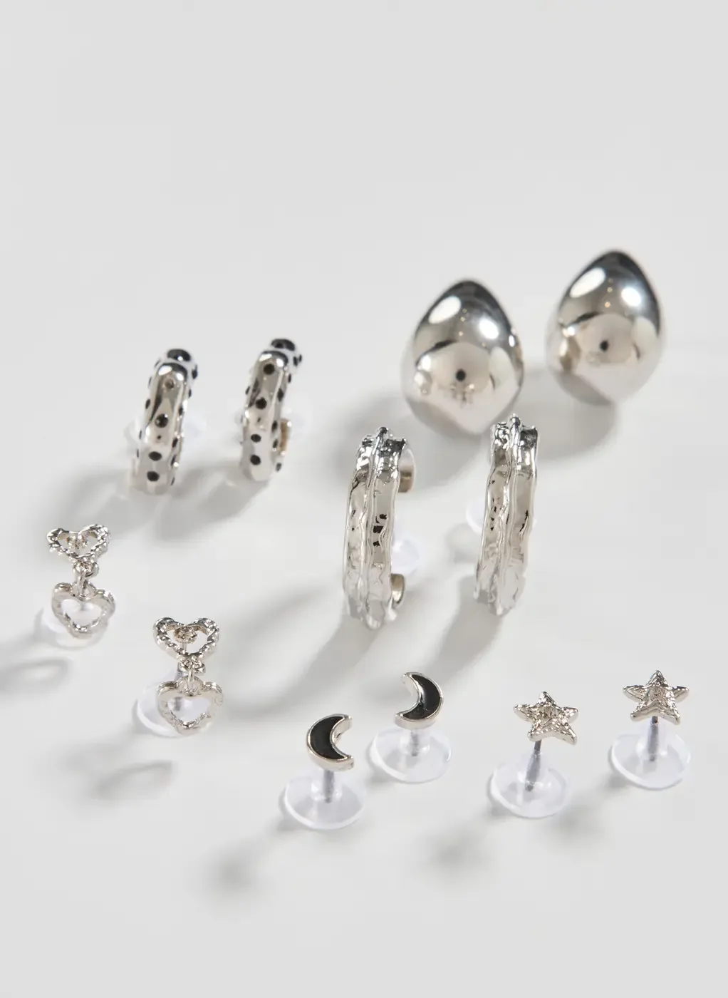 Conjunto Com 6 Brincos Prateados