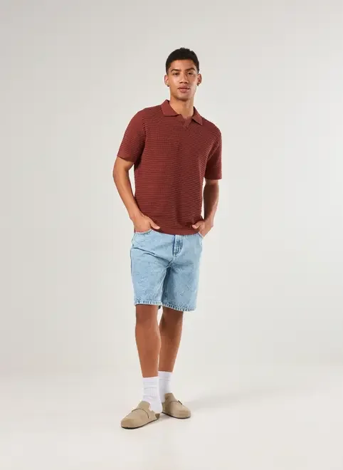 Camiseta Polo Comfort Tricô Bordô