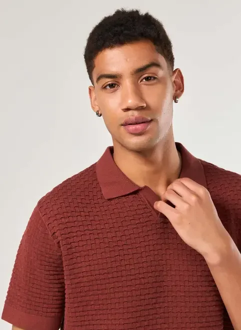 Camiseta Polo Comfort Tricô Bordô