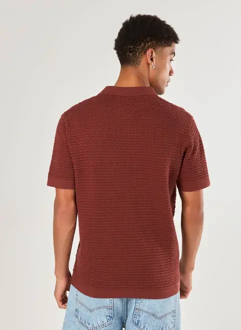 Camiseta Polo Comfort Tricô Bordô