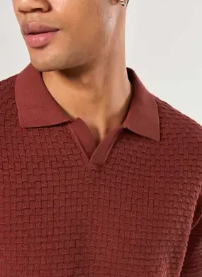 Camiseta Polo Comfort Tricô Bordô