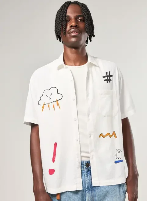 Camiseta Box Branca Desenhos