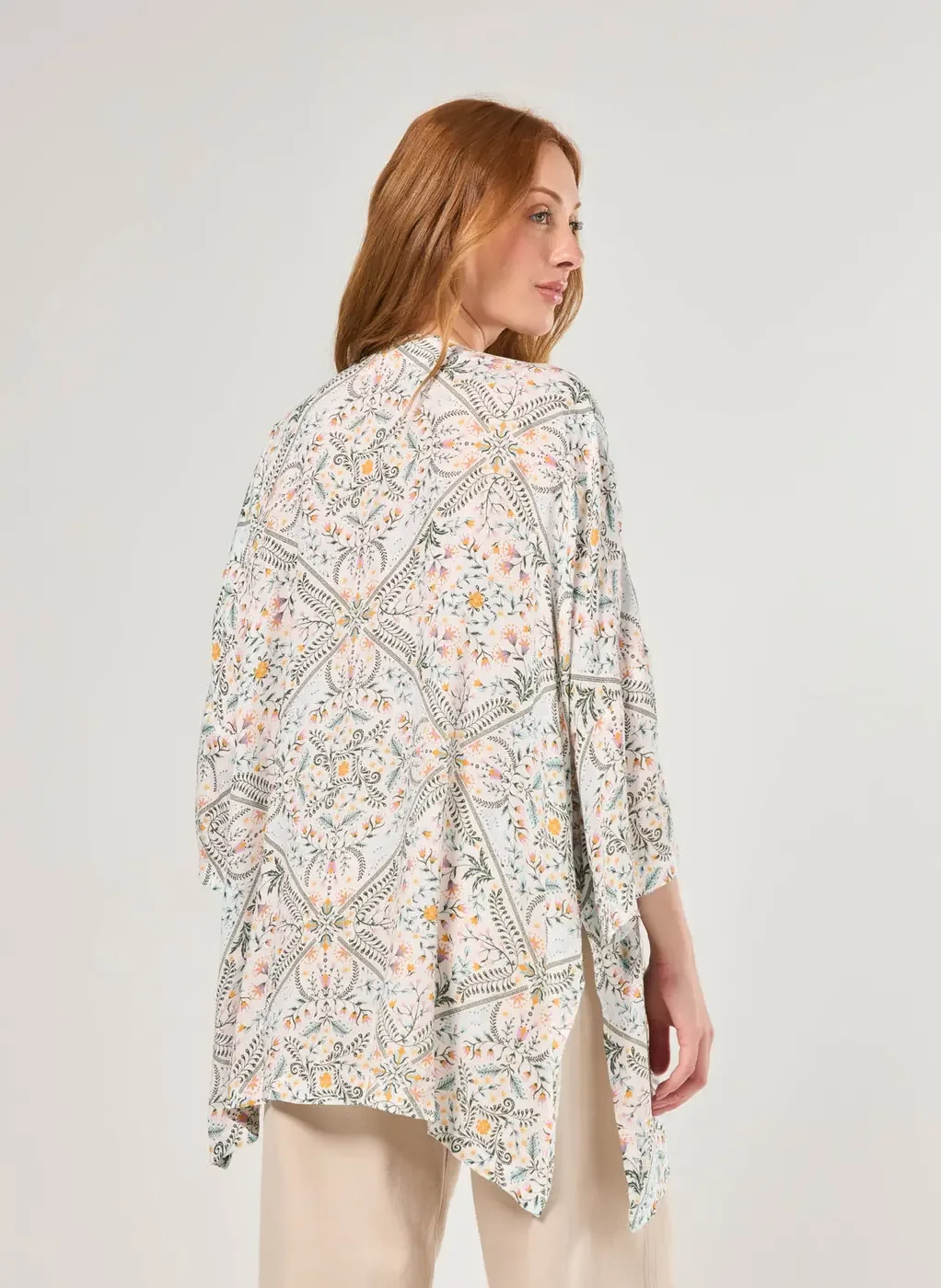 Kimono Estampado Fios Lurex