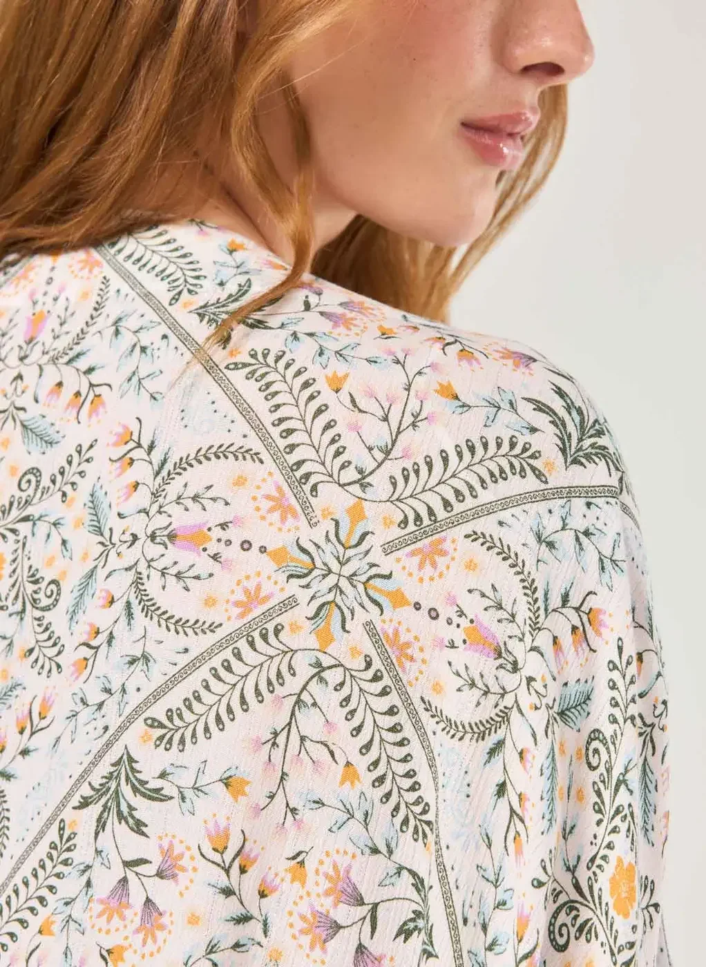 Kimono Estampado Fios Lurex