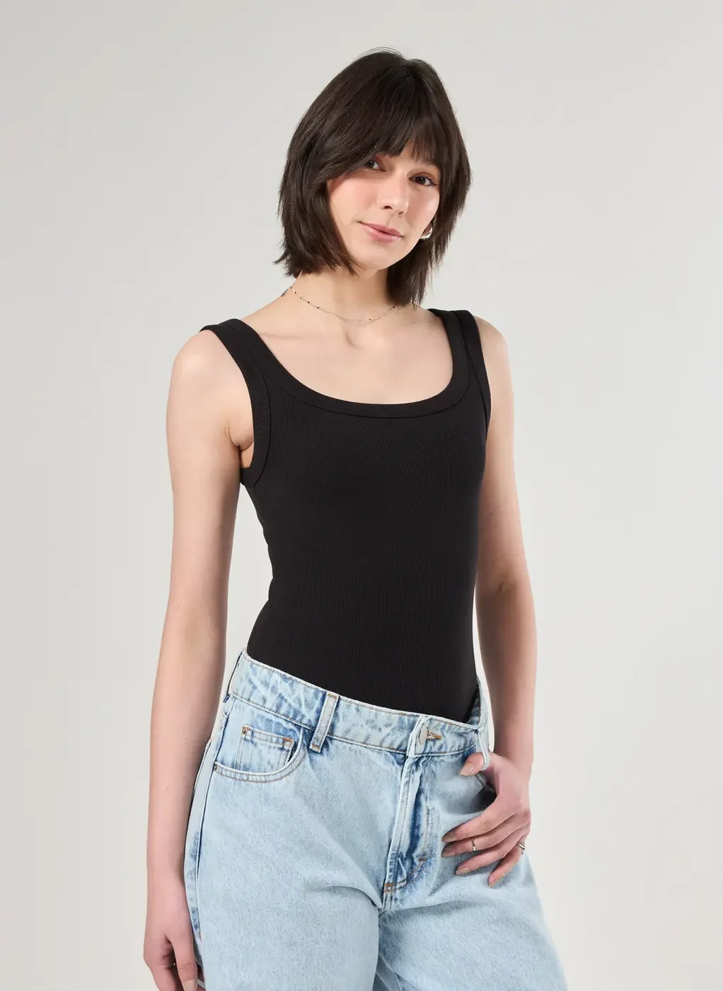 Body Regata Em Ribana Preta