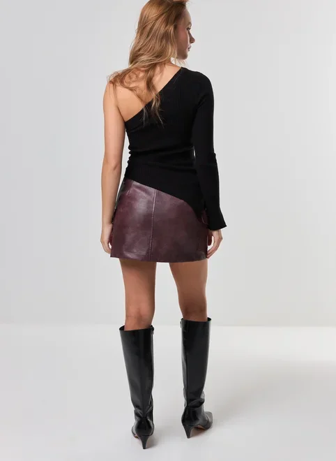 Blusa Tricô Manga Única Longa Assimétrica