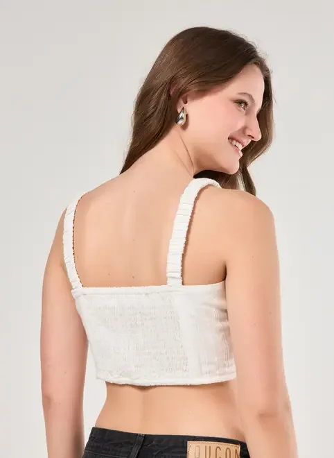 Cropped Off-White Miçangas