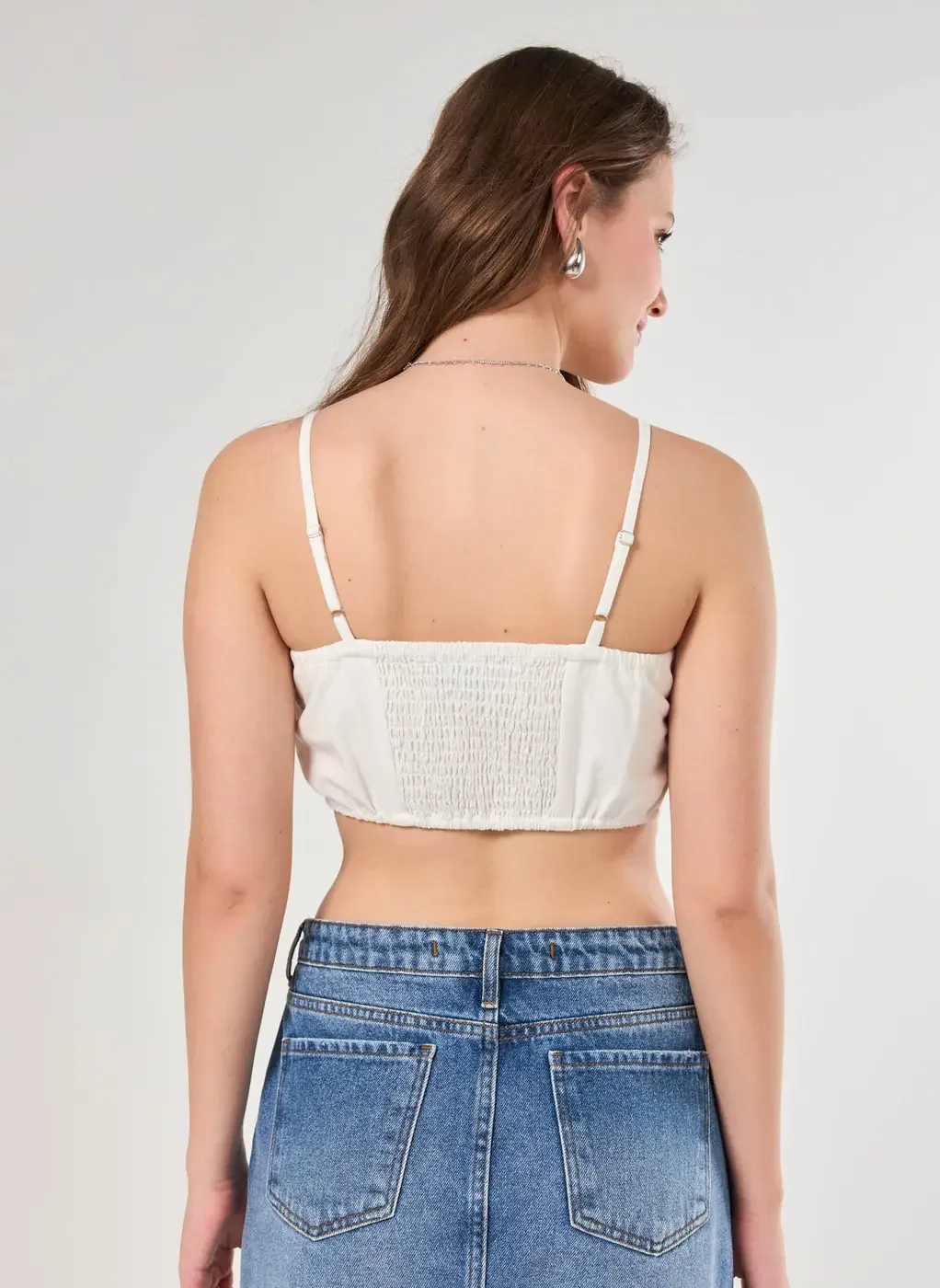 Cropped Linho Off-White Bordados