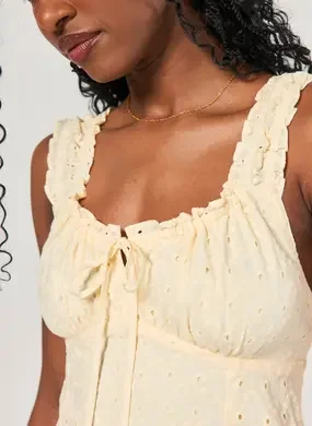 Vestido Broderie Amarelo Manteiga